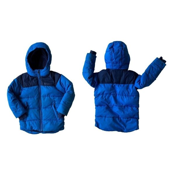 Lands End Boys Fleece Lined Coat Sz S Hooded Blue Zip Pockets Snow Ski R… - Picture 2 of 12